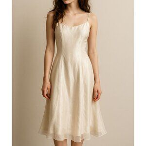 Gunne Sax Ivory Satin Slip Dress Women’s Small – Vintage Y2K Fairycore Romantic